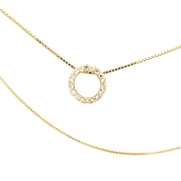 Elegant Estate Sterling Silver 925 GoldPlated Rhinestone Circle Pendant Necklace - Picture 6 of 16